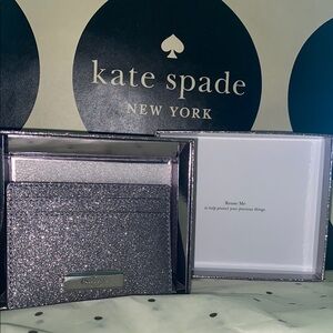 Kate Spade Silver Glitter Card Holder with Box